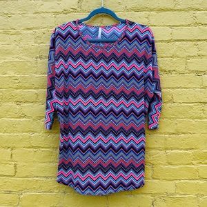 Voll Colorful Zigzag Print Dolman Tunic Top SZ S! NEW!